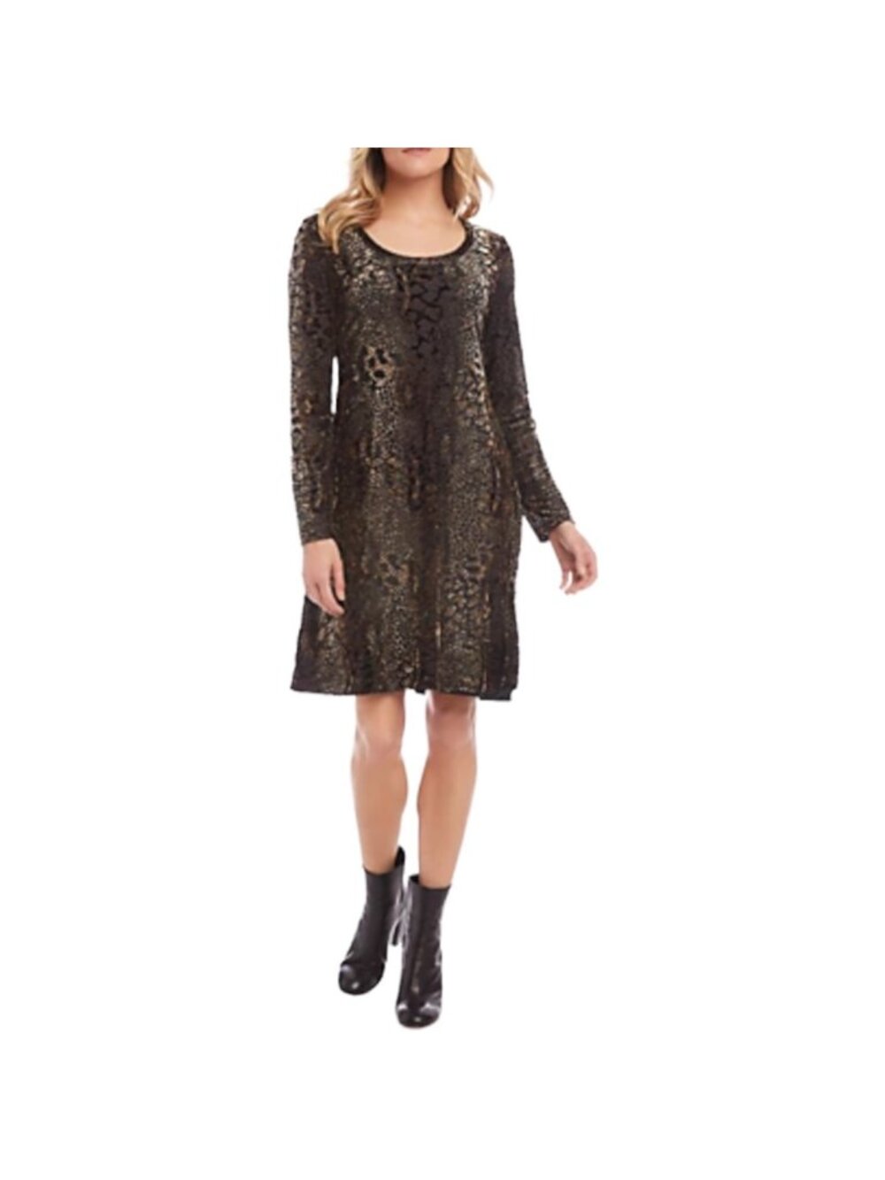 Karen Kane NWT $139 Women's Animal Instinct Black Gold Velvet Dress, Size S